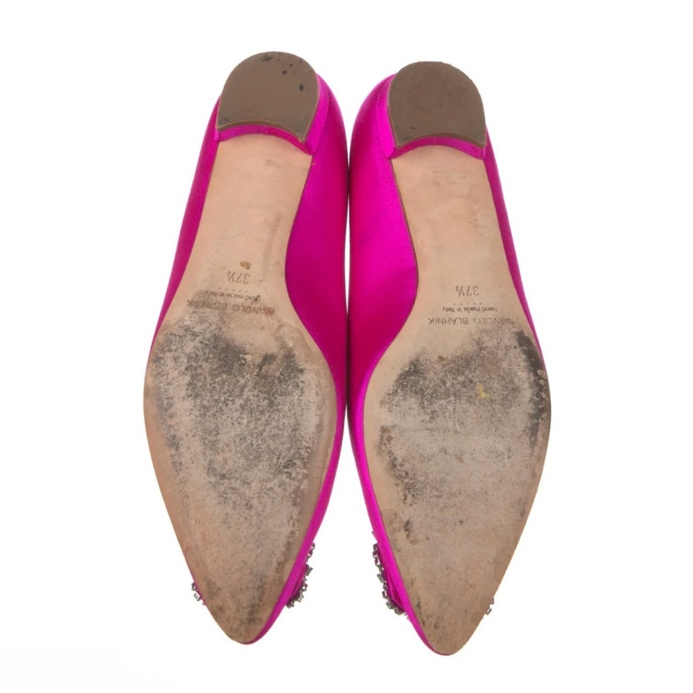 Manolo Blahnik pink Satin ballet Flats with embellishments - Picture 2 of 5